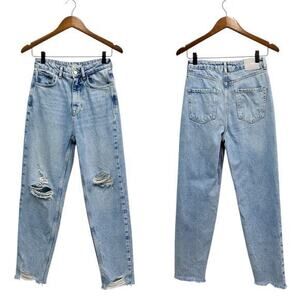 Zara Ripped Mom Fit Jeans High Rise Ankle Length size 2